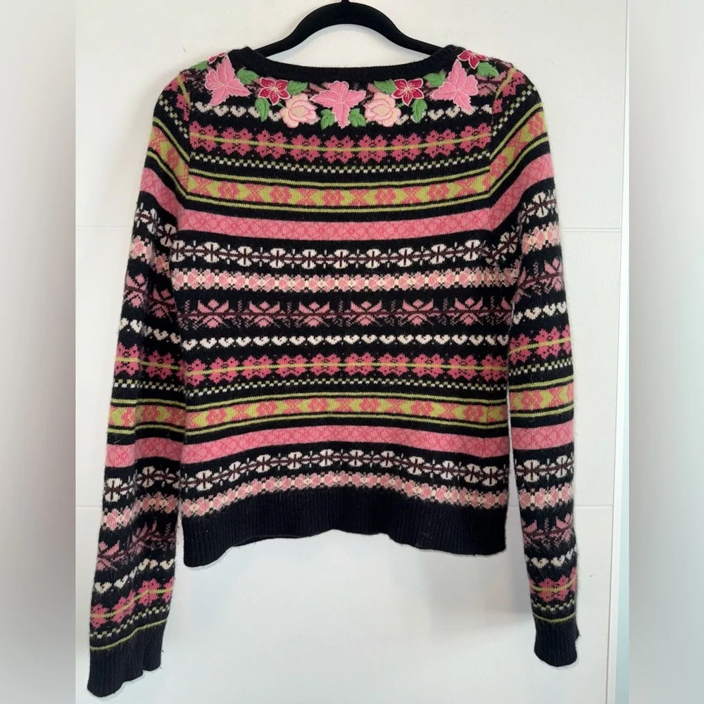 Weekend Max Mara Cashmere Angora Wool Floral Embroidered Sweater Sz: Medium